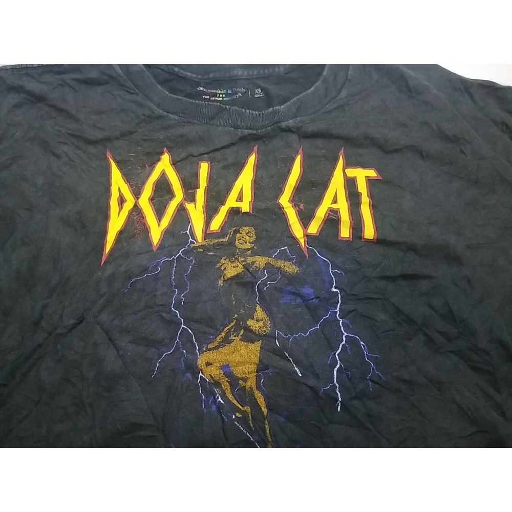 Abercrombie & Fitch Doja Cat Graphic Print Crop Top T-Shirt Womens XS Black